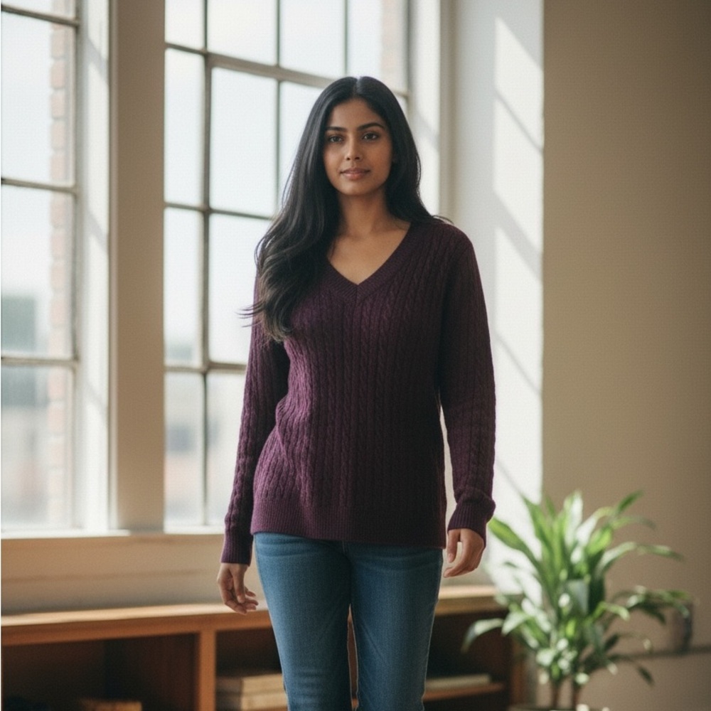 Marina Luna Purple Cashmere Small Sweater soft